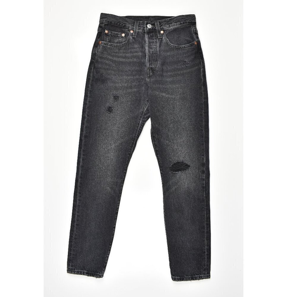 Levi's 501 Skinny Distressed Jeans Black Stick - 26 - Picture 1 of 11